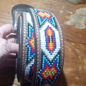 Nocona Multicolor Beaded Leather Belt